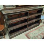 An Edwardian 3 height double bookcase in stained wood, length 164cm