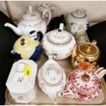 A Royal Worcester tea caddy Lynbrook; a collection of 10 teapots:  Royal Worcester; Wedgwood;