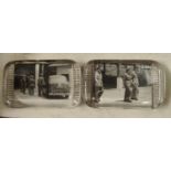 Two Military paper weights with black and white photos to the interior