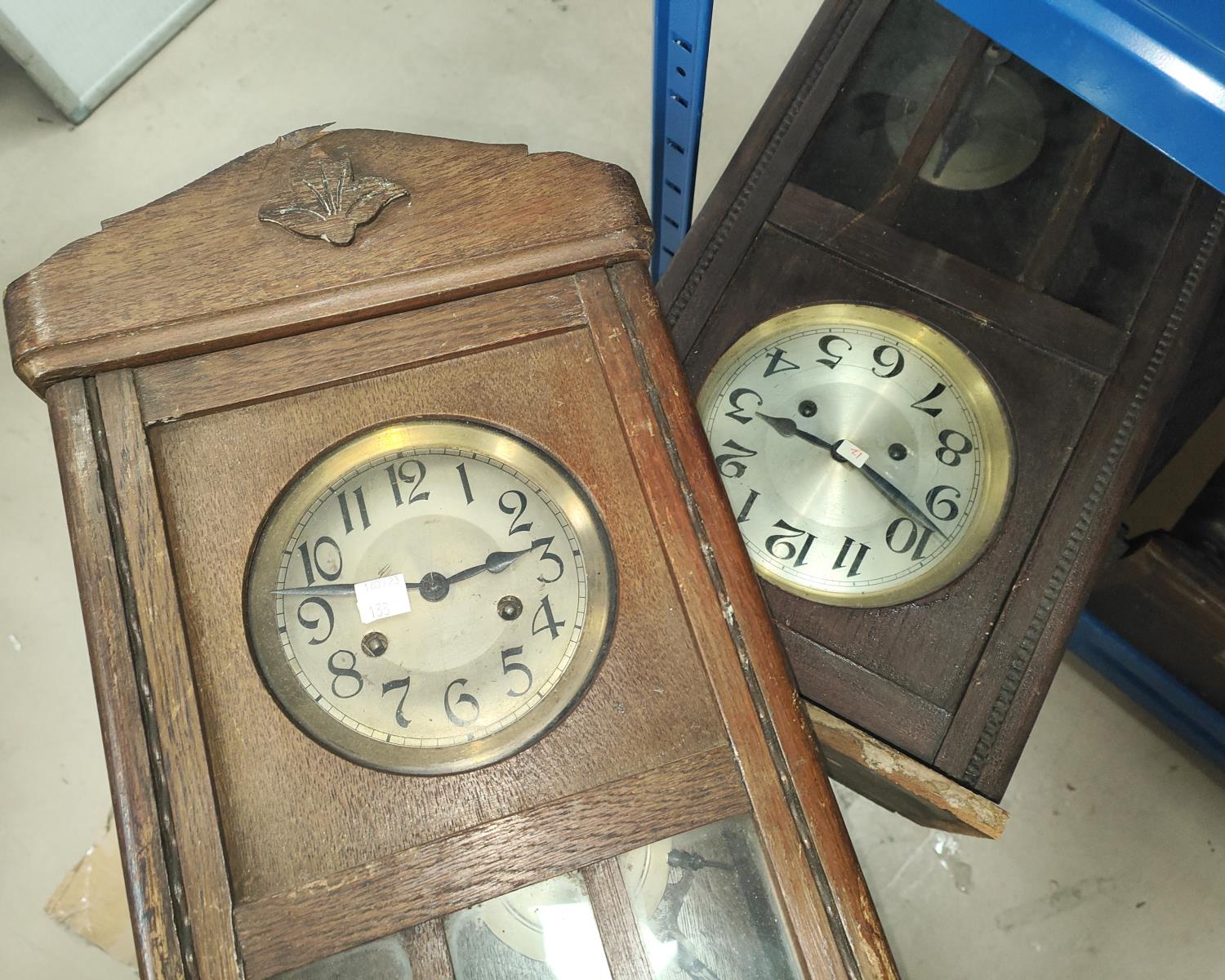 3 1930's oak chiming wall clocks - Image 2 of 2