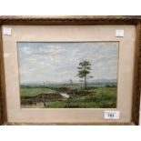 Edgar Stanley: watercolour fishing scene by a river, signed and dated 1880, framed and glazed