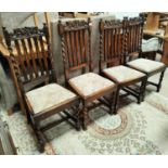 A set of 4 1920's Carolean style barleytwist dining chairs