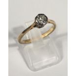 A  yellow metal dress ring set with solitaire diamond, 2.9gm, size O