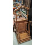 A gent's reproduction valet stand; 2 folding bridge tables