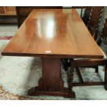 An oak plank top refectory dining table, 167cm