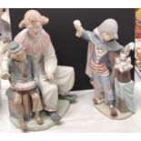 Lladro 'Circus Magic' -  Clown figure with a top hat and kittens, height 26cm (base cracked); a