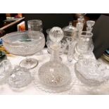 A selection of cut and other glass items, vases etc. including Queen Victoria commemorative glass