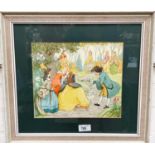 Patience Arnold: Watercolour fairytale scene of Queen Anne receiving a letter, 23 x 27 cm, framed