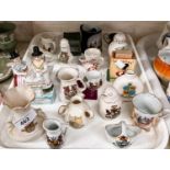 A collection of various Welch Whimsies and other miniature china, some crested ware