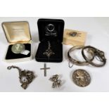 A selection of silver and white metal jewellery