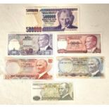 TURKEY: 6 banknotes 1970