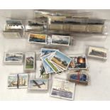 A selection of cigarette cards:  transport naval crafts 50; cycling 48; railway engineers 50; Will's