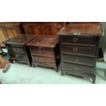 A STAG mahogany 4 drawer chest of drawers and a 3 height bedside cabinet