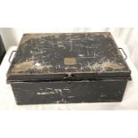 A metal deed box containing post/cigarette cards/childrens books; etc.