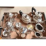 Two silver plated Matched tea services