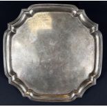 A hallmarked silver small rounded rectangular salver, Birmingham 1939, length 18cm, 4.5oz