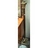 A brass Corinthian column lamp stand (no fittings)