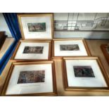 five framed and glazed Macclesfield silks, Paddlers Pool etc