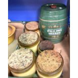 A green glaze "Pale Dry Sherry" barrel; a selection of kitchen storage jars etc