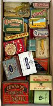 A collection of various vintage tins, Players Navy Cut, Red Breast and others