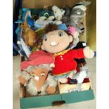 A good collection of TV Beanie Babies (tags separate) a Womble and Noddy; A Robosapien remote