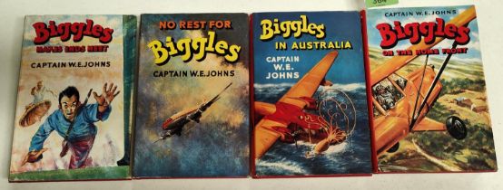 CAPTAIN W.E. JOHNS: Four first edition Biggles novels published by Hodder & Stoughton, 'Biggles on