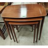 A mahogany circular coffee table; a drop leaf occasional table; a nest of 3 occasional tables