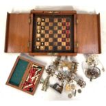 A model of QEII Coronation carriage; 2 travelling chess sets in wooden cases; toys; etc.