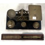 A 19th century set of postage scales; boxed sovereign scales