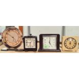 2 Bakelite vintage Art Deco clocks, 1 is Ferranti, a Smiths circular peach mirrored clock and