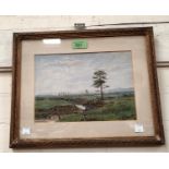Edgar Stanley: watercolour fishing scene by a river, signed and dated 1880, framed and glazed