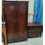 A STAG mahogany double door wardrobe and chest of 2 long and 3 short drawers