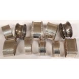 Ten hallmarked silver assorted napkin rings, various dates and assay offices