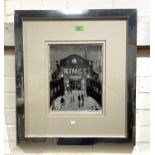 Harold Riley:  "The Cinema", artist signed print, 32 x 25cm, framed and glazed
