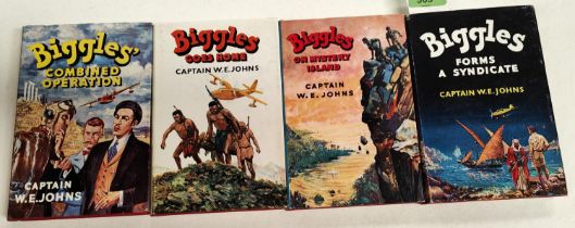 CAPTAIN W.E. JOHNS: Four first edition Biggles novels published by Hodder & Stoughton, 'Biggles