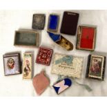 A selection of vintage novelty card needle cases in the form of books, shoes etc