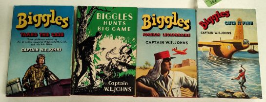 CAPTAIN W.E. JOHNS: Four first edition Biggles novels published by Hodder & Stoughton, 'Biggles Cuts