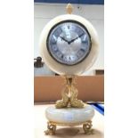 A modern quartz onyx gilt mantle clock