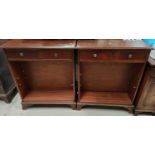 Two Georgian style mahogany dwarf book cases with 2 frieze drawers; a small mahogany 3 height record
