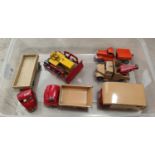 Matchbox Moko Lesney: No 18 Bulldozer, No 10 Mechanical horse & trailer, No 15 Orange Truck, No 40