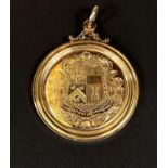 A yellow metal presentation medallion:  The Jamieson Memorial Medal, awarded to John D Tomson for