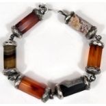 A Cairngorm style bracelet formed from hexagonal links of polished agate