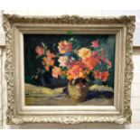 Tom Gilfillan:  Still life of flowers in a vase, oil on canvas, signed, 41 x 51cm, framed