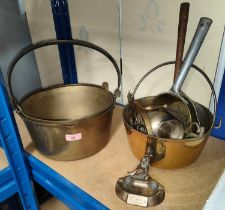 A selection of brassware etc