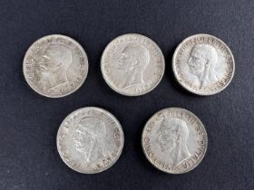 WORLD COINAGE: Five Vittorio Emanuele III Italian silver 1927 5 Lira coins, with good lustre, some