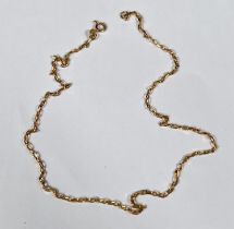 A 9ct gold yellow metal chain link necklace, 4.2gms (approx. 41cm length)