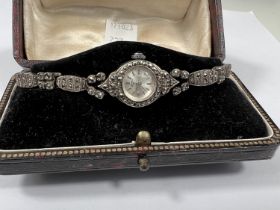 An originally boxed Art Deco style ladies cocktail Rotary wristwatch