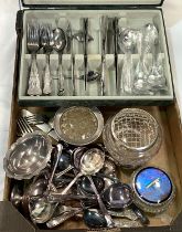 A selection of cutlery/silver plate and other similar items.