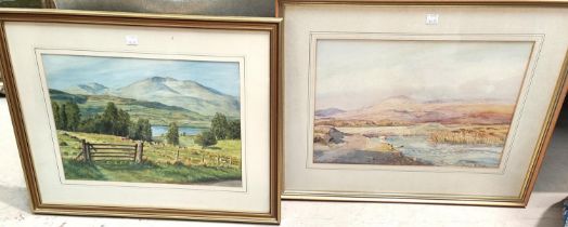 Donald H Floyd:  River landscape with hills, watercolour, signed, 27 x 38cm, framed and glazed;