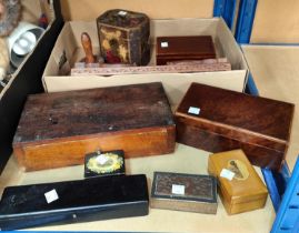 A carved hardwood bookrack; a collection of boxes